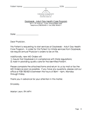 Physician Standing Orders for Adult Day Health Care