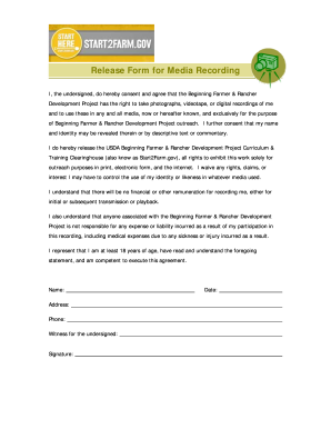 Media Recording Release Form