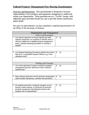 Federal Property Management Peer Sharing Questionnaire
