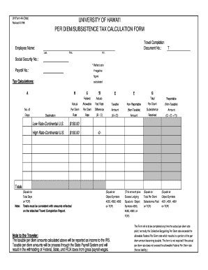 UH Form 4A Per Diem Tax Calculation