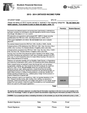 2013-2014 Untaxed Income Form