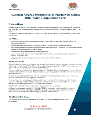 Australia Awards Scholarships Application Form
