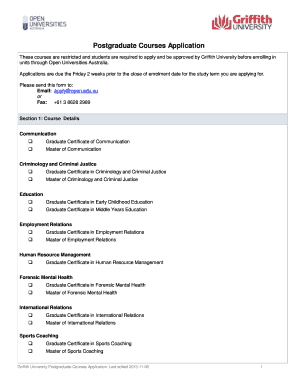Griffith University Postgraduate Courses Application