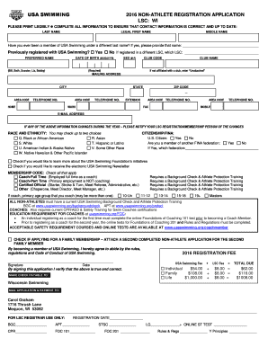 USA Swimming Non-Athlete Registration Application