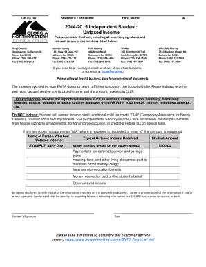 GNTC Untaxed Income Form