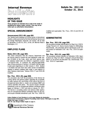IRS Bulletin 2011-44