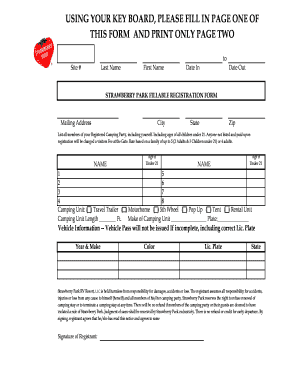 Strawberry Park Camping Registration Form