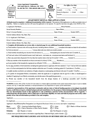 Apartment Rental Pre-Application