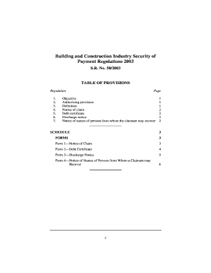 Building and Construction Industry Security of Payment Forms