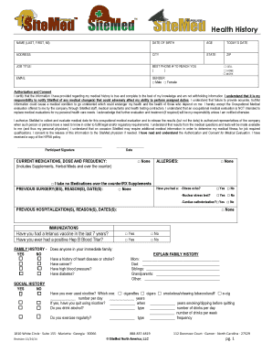Health History Form