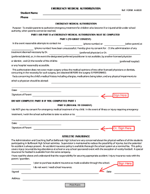 Emergency Medical Authorization Form