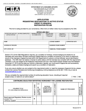 California License Restoration Application