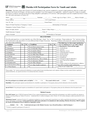 Florida 4-H Participation Form for Youth and Adults