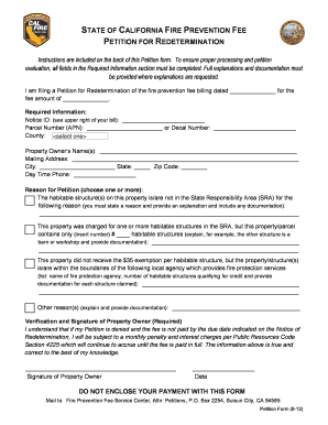 California Fire Prevention Fee Petition for Redetermination