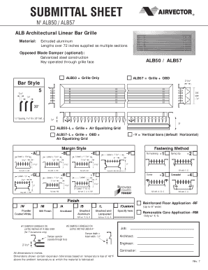ALB Architectural Linear Bar Grille Submittal Sheet