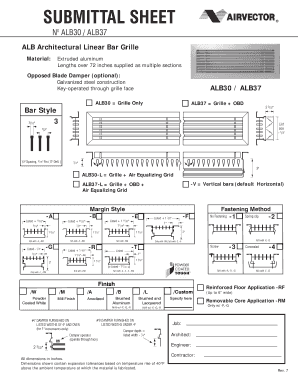 Submittal Sheet for Architectural Linear Bar Grille