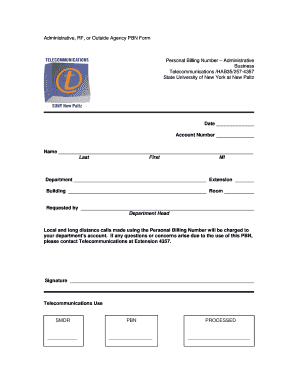 Personal Billing Number Request Form