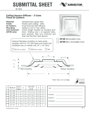Ceiling Square Diffuser Submittal Sheet