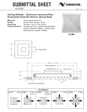 Ceiling Diffuser Submittal Sheet
