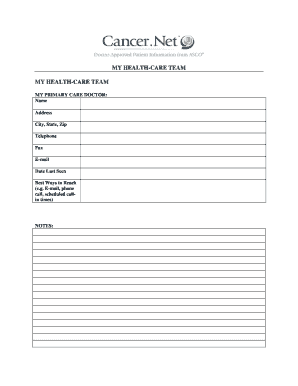 Healthcare Team Information Form