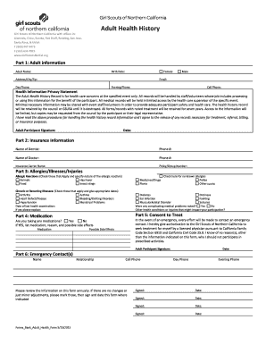Girl Scouts Adult Health History Form