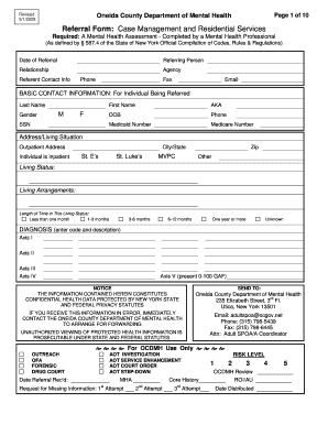 New York Mental Health Referral Form