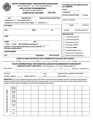 Pacific International Trapshooting Membership Application
