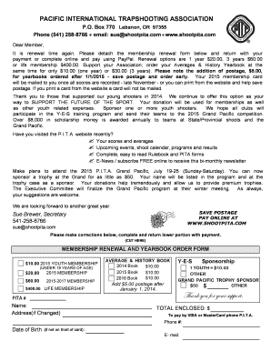 Pacific International Trapshooting Association Membership Renewal Form