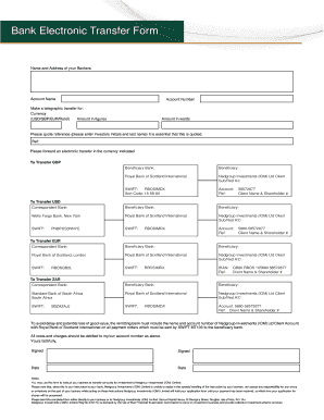 Bank Electronic Transfer Form