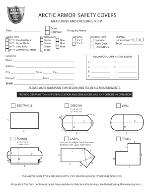 Arctic Armor Safety Covers Order Form