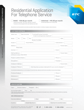 Residential Telephone Service Application