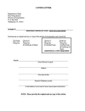 Florida Articles of Incorporation