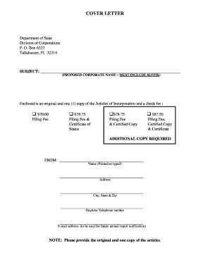Florida Nonprofit Articles of Incorporation