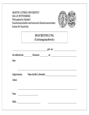 Bescheinigung (Leistungsnachweis)