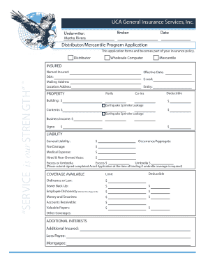 Distributor Mercantile Program Application