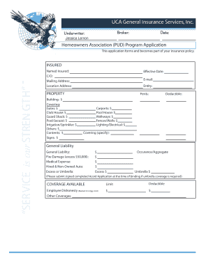 Homeowners Association Insurance Application