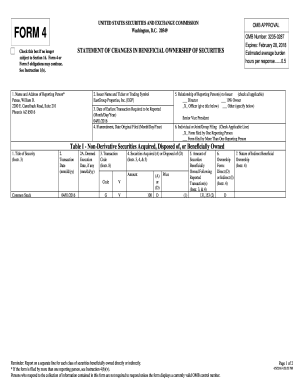 Form 4 Statement of Changes in Beneficial Ownership