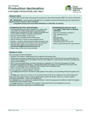 Wine Standards Production Declaration