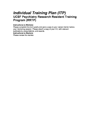 Example of a training plan - Individual Training Plan ITP - UCSF Psychiatry