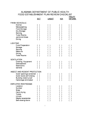 Alabama Food Establishment Plan Review Checklist