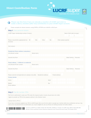 LUCRF Super Direct Contribution Form