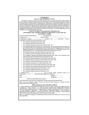Caste Certificate for SC/ST