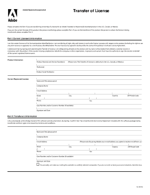 Adobe License Transfer Form