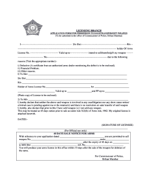 Weapon Sale/Transfer/Gift Application Form