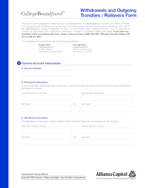 529 Plan Withdrawal and Transfer Form