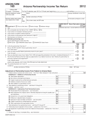 Arizona Partnership Income Tax Return 2012