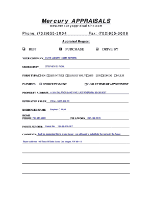 Real Estate Appraisal Request Form