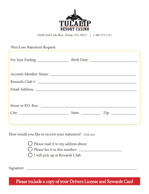 Win/Loss Statement Request Form