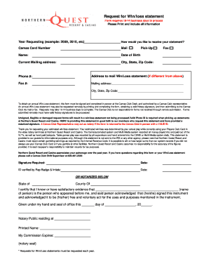 Win/Loss Statement Request Form