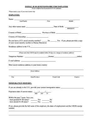 H-1B Employee Questionnaire